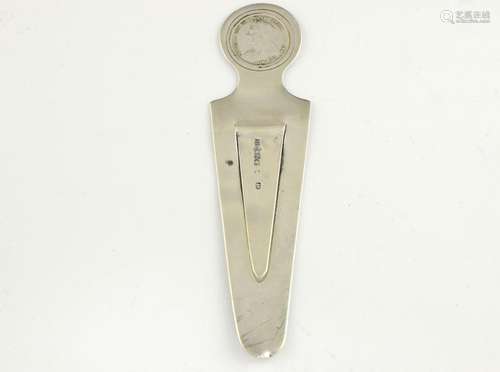 Victorian silver bookmark, inset with a Threepenny