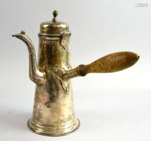 18th century silver plated chocolate pot with wood