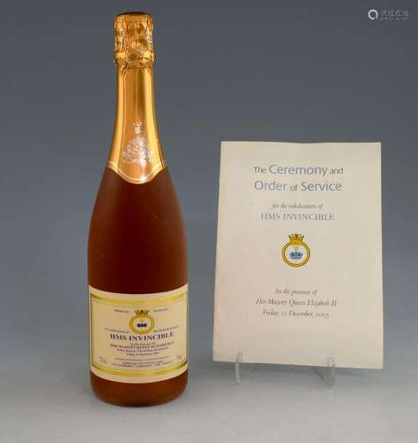 HMS Invincible - a bottle of rosé champagne (Chate