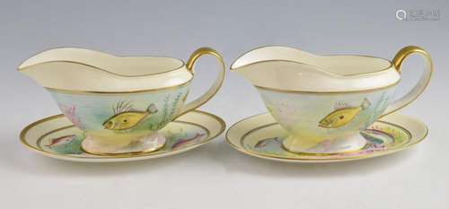 Minton Sauce boat painted with John Dory by Sumne