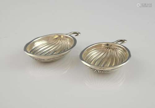 Victorian pair of silver bonbon dishes , with flut