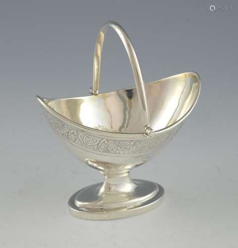 George III silver swing handled sugar bowl of nave