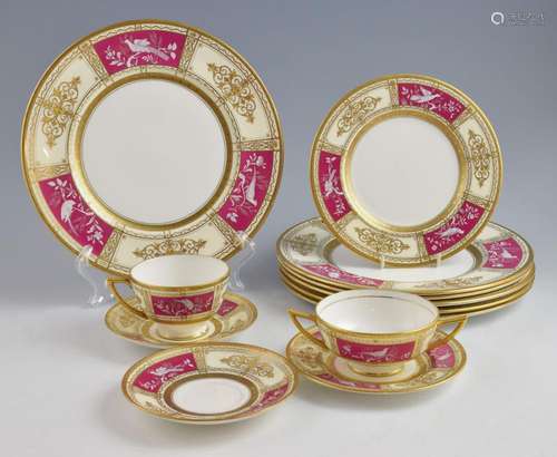 Set of 6 Minton plates the borders decorated with