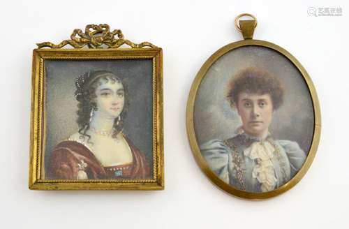 Rectangular portrait miniature Henriette d'Anglete