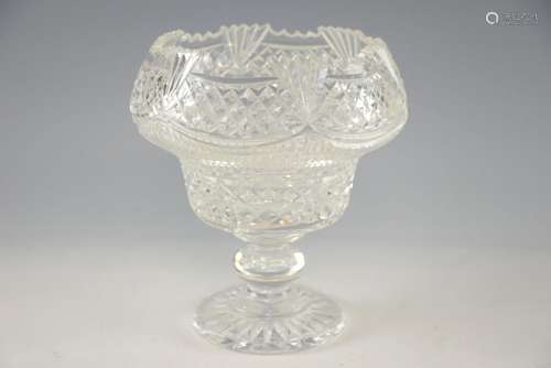 Waterford cut glass bowl raised on round foot, eng