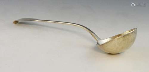 George IV silver fiddle pattern soup ladle, by Cha