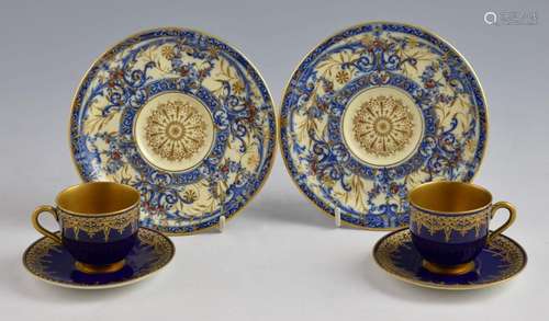 Pair of Royal Worcester cabinet cups and saucers t