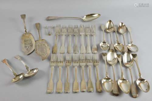A selection of Georgian and later silver flatware,