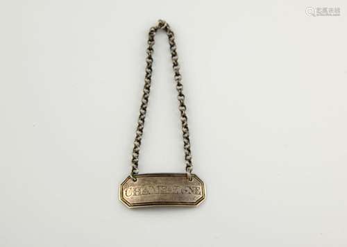 George III silver decanter label for 'Champaigne',