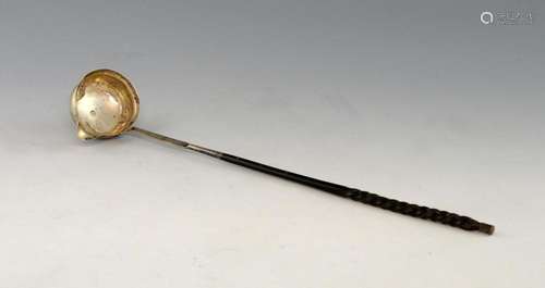 George III white metal punch ladle with whale bone