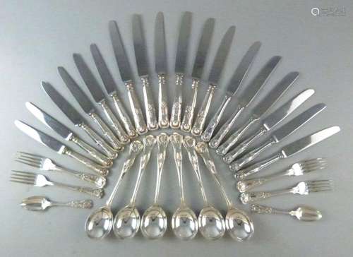 Set of six modern silver King's pattern soup spoon