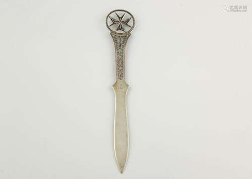 20th century Maltese silver letter opener, with fi