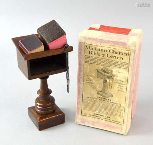 Miniature model of an oak lectern and chained bibl