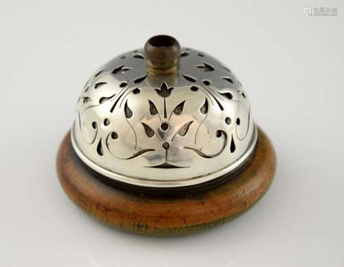 Edward VII silver-mounted table bell, with pierced