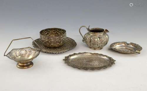 Group of Indian and Far Eastern white metal items,