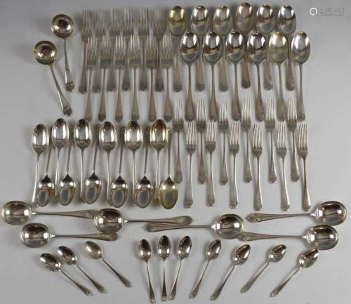 Edward VII canteen of silver cutlery for twelve, c