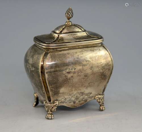 Victorian silver tea caddy and cover, of bulbous f