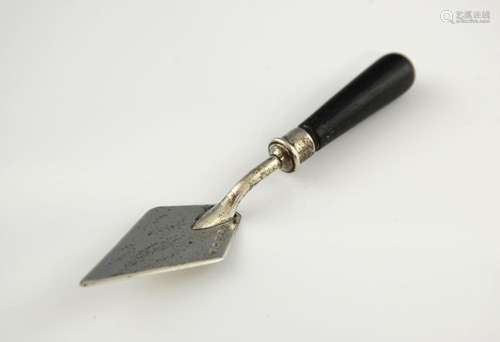 Victorian silver trowel, with diamond shaped spade