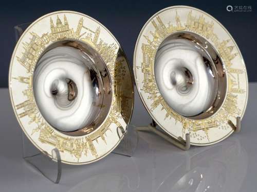 Pair of modern silver miniature Armada style dishe