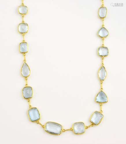 Spectacle set aquamarine necklace, with mixture of