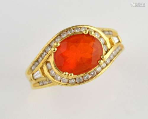 Fire opal dress ring, oval cut fire opal, estimate