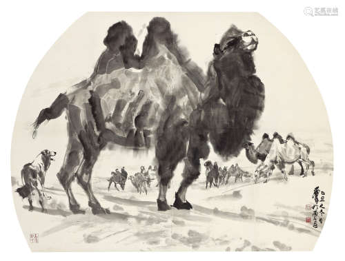 黄胄（1925～1997） 1985年作 骆驼 立轴 水墨纸本