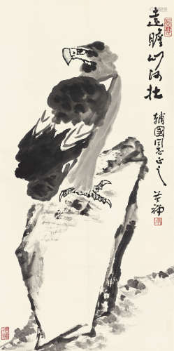 李苦禅（1899～1983） 鹰石图 立轴 水墨纸本