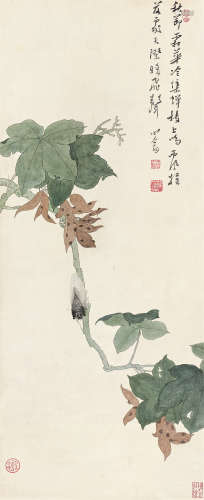 溥儒（1896～1964） 鸣蝉图 立轴 设色纸本