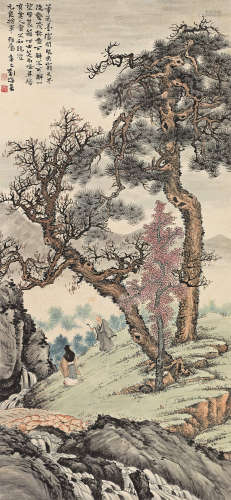 刘海粟（1896～1994） 1941年作 陡壑茂林 立轴 设色纸本