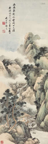 祁崑（1901～1944） 云开山色 立轴 设色纸本