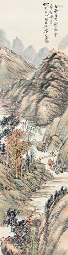 姚华（1876～1930） 1928年作 春山溪涧 立轴 设色纸本