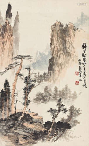岳祥书（1913～1979） 晨静 立轴 设色纸本