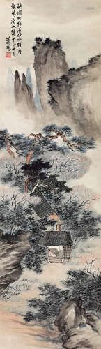 萧愻（1883～1944） 1927年作 梅竹幽居图 立轴 设色纸本