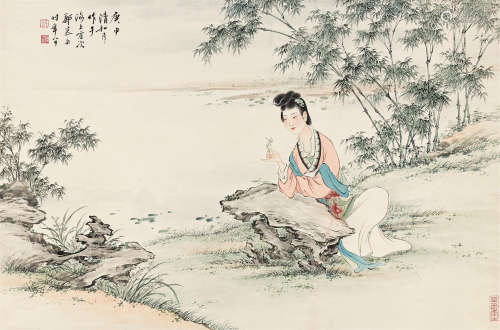 郑慕康（1901～1982） 1980年作 湖光竹影 镜心 设色纸本