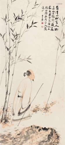 张大千（1899～1983） 修竹行吟图 立轴 设色纸本