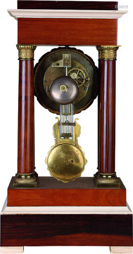 1910年 胡桃木镶黄铜镀金座钟