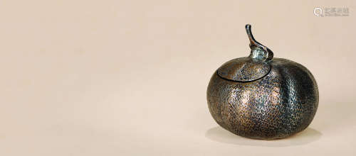 20世纪早期 铜渡银瓜棱形烟灰缸