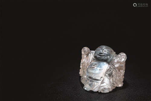 清中期 托帕石童子戏弥勒坐像