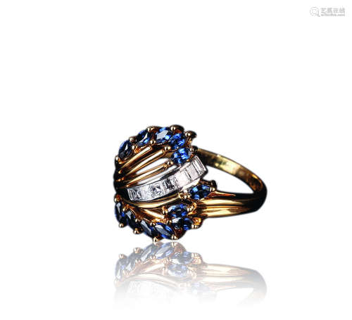 现代 18k蓝宝石戒指