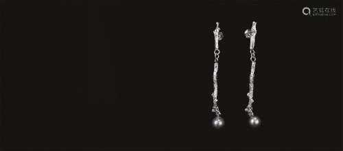 现代 银制淡水珍珠耳环