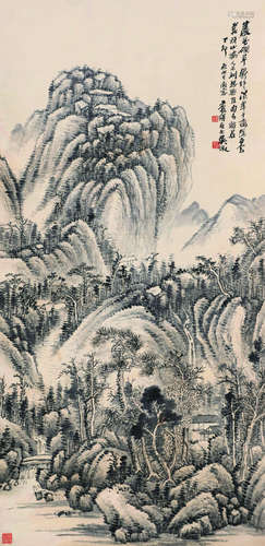 吴徵 山水 轴 纸