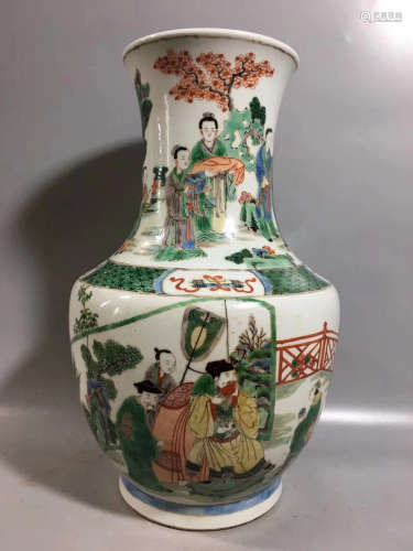 A MULTI-COLORED FIGURE STORY VASE