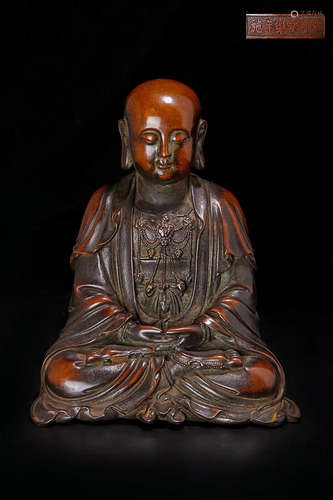 A MING DYNASTY BRONZE DIZANG WANG BUDDHA STATUE