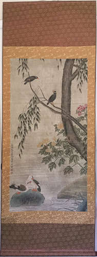 QING DYNASTY  BIAN JINGZHAO   MANDARIN DUCK & MYNA BIRD