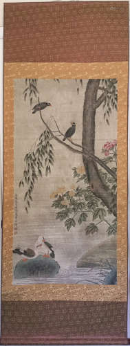 QING DYNASTY  BIAN JINGZHAO   MANDARIN DUCK & MYNA BIRD