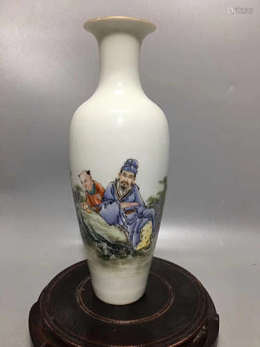 A FAMILLE-ROSE FIGURE STORY VASE