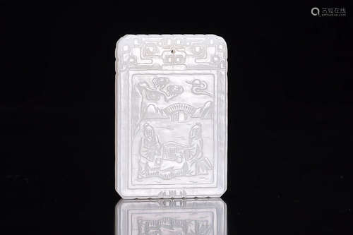 A HETIAN WHITE JADE FIGURE PENDANT