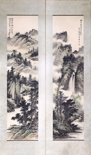 A HUANG JUN BI LANGSCAPE FOUR PIECES PAINTING