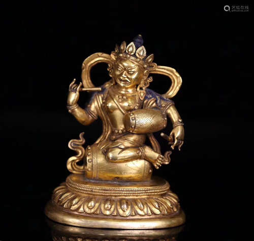 17-19TH CENTURY, A GILT BRONZE BUDDHA DESIGN FIGURE, QING DYNASTY