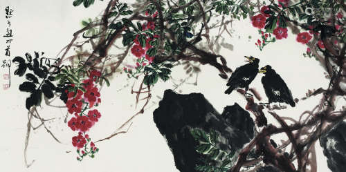 金默如（b.1935） 花鸟 镜心 纸本设色